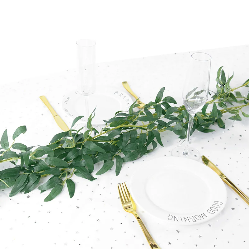 184cm Simulation Green Willow Leaves Vine Artificial Flower Rattan Leaf Vine Wedding Arch Home Party Hanging Garland Decoration