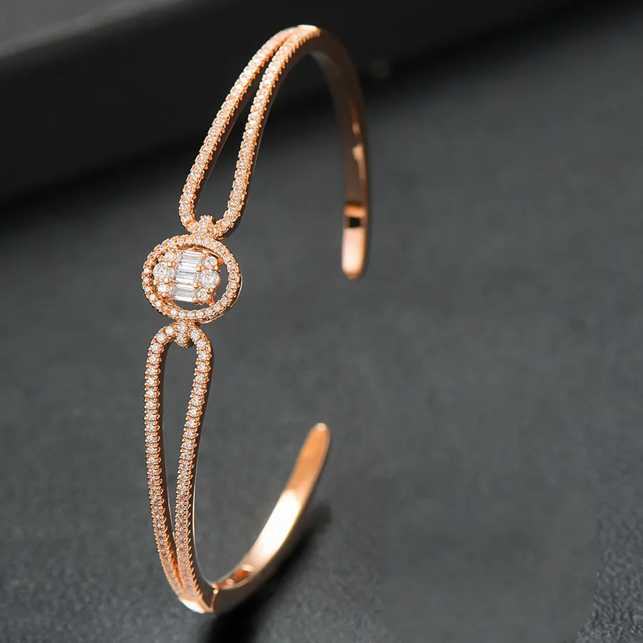 H168 Rose Gold GODKI, модный роскошный Штабелируемый браслет, манжета для женщин, для свадьбы, полный кубический циркон, Кристалл CZ, Дубай, серебряный браслет, вечерние ювелирные изделия - Окраска металла: H168 Rose Gold