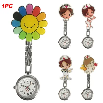 

Women Stethoscope Round Dial Clip Fashion Gift Durable Lapel Hanging Pin Buckle Cute Cartoon Nurse Watches Medical