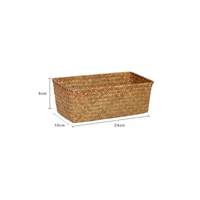 24x10x6cm Скандинавские водоросли ткачество настольная корзина для хранения для косметики, безделушек офисные принадлежности отделка Органайзер корзина украшение дома - Цвет: 24x10x6cm