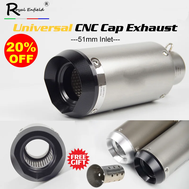 51Mm Moto Universale Marmitta Marmitta Tubo Fuga Moto Con Db Killer Scooter Per Yamaha Nmax Xmax 125 Msx125 Z250 R6 Fz6N