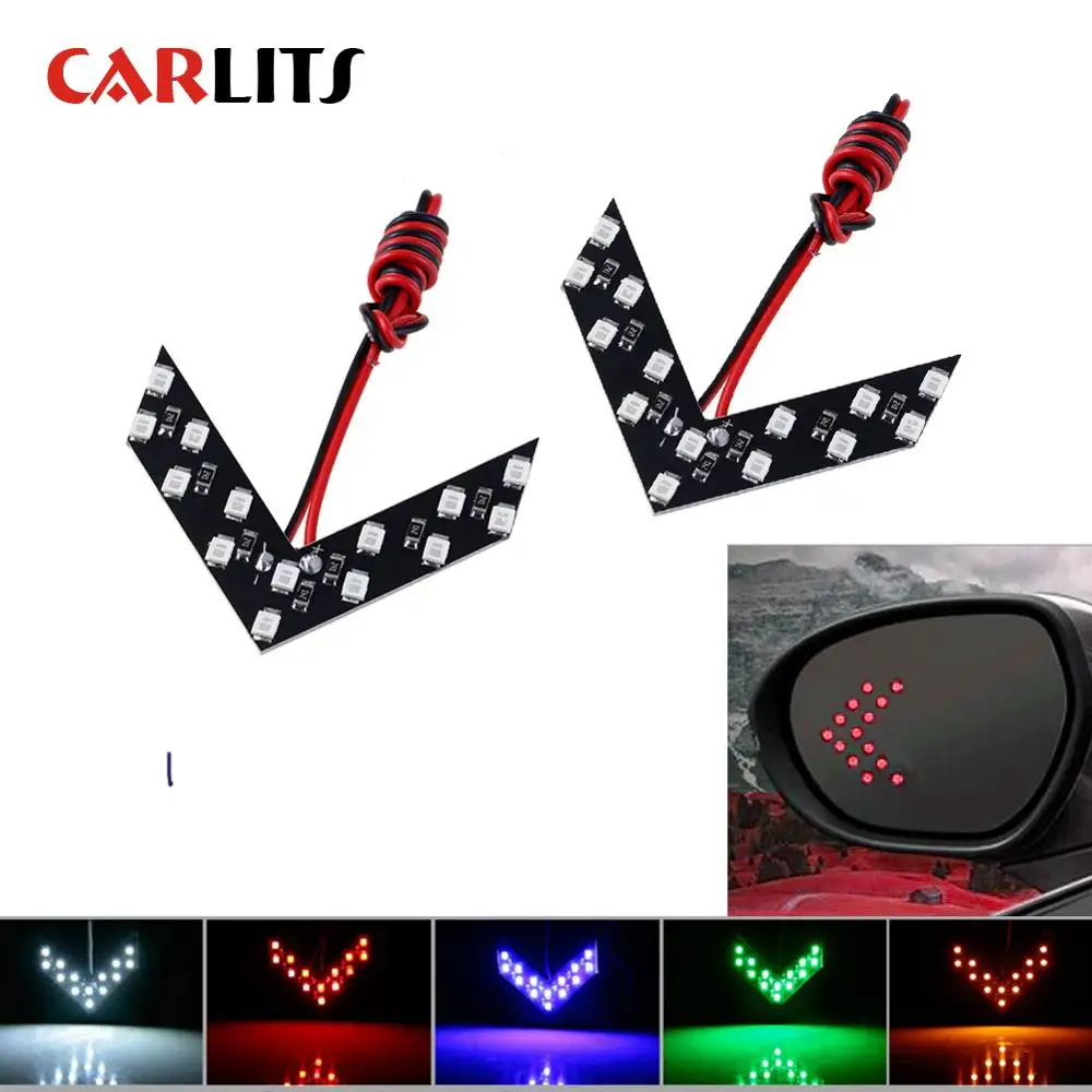 CARLITS 2 шт. 14 SMD светодиодный индикатор со стрелкой для автомобильного зеркала