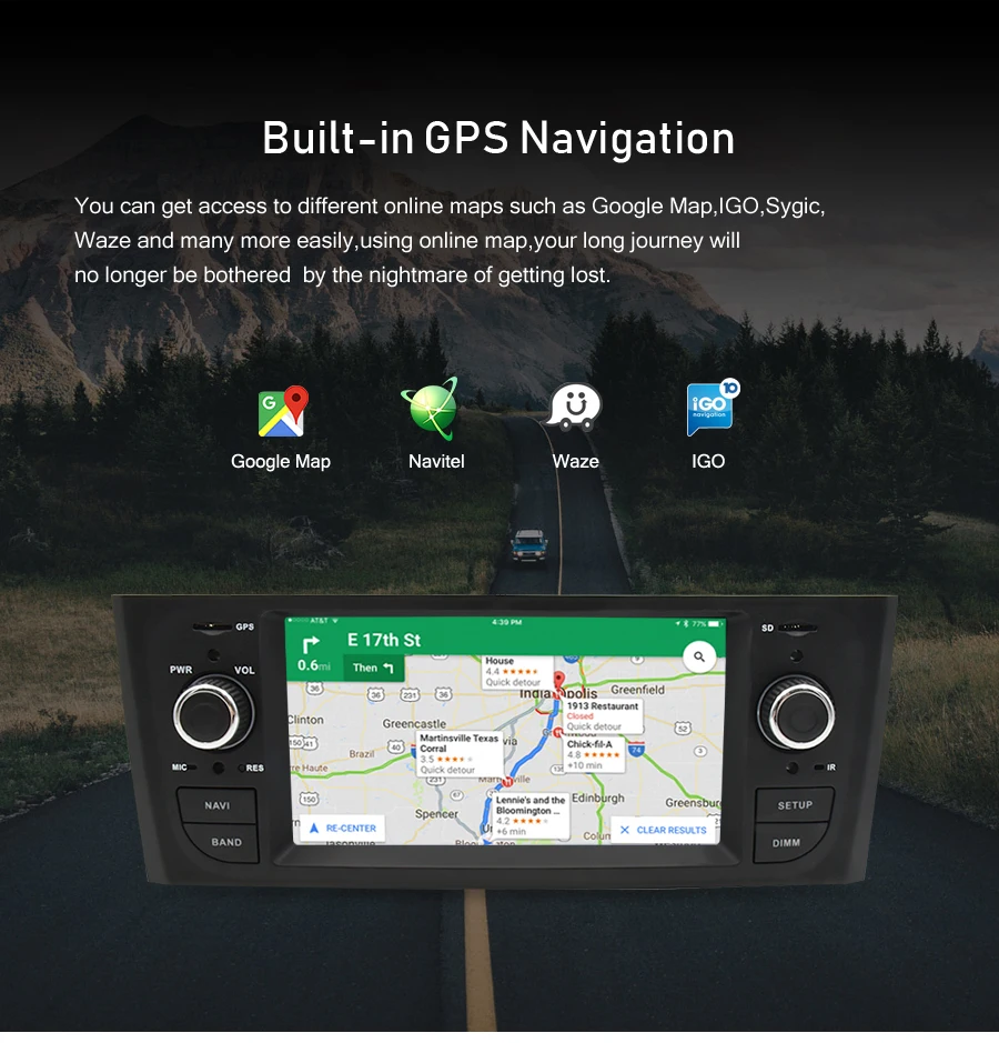 Perfect IPS Screen Android 9.0 Car Radio GPS Navigation Multimedia Stereo For Fiat Grande Punto Linea 2006-2012 DVD WIFI Bluetooth 7