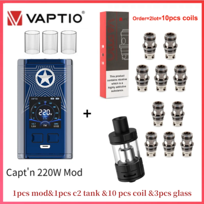 Оригинальный Vaptio Capt'n 220 Вт Vape Mod Box 18650 аккумулятор 1 3 &quotTFT экран 0 005 s Fire Vapour