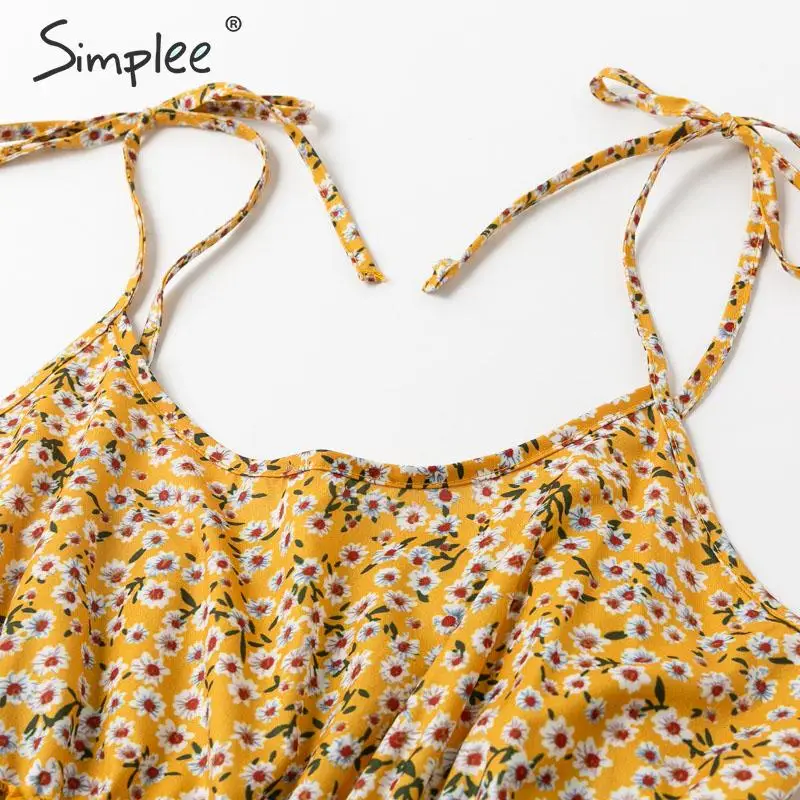 Женское короткое платье Simplee, летнее короткое женское пляжное платье большого размера с цветочным принтом, на пуговицах для отдыха