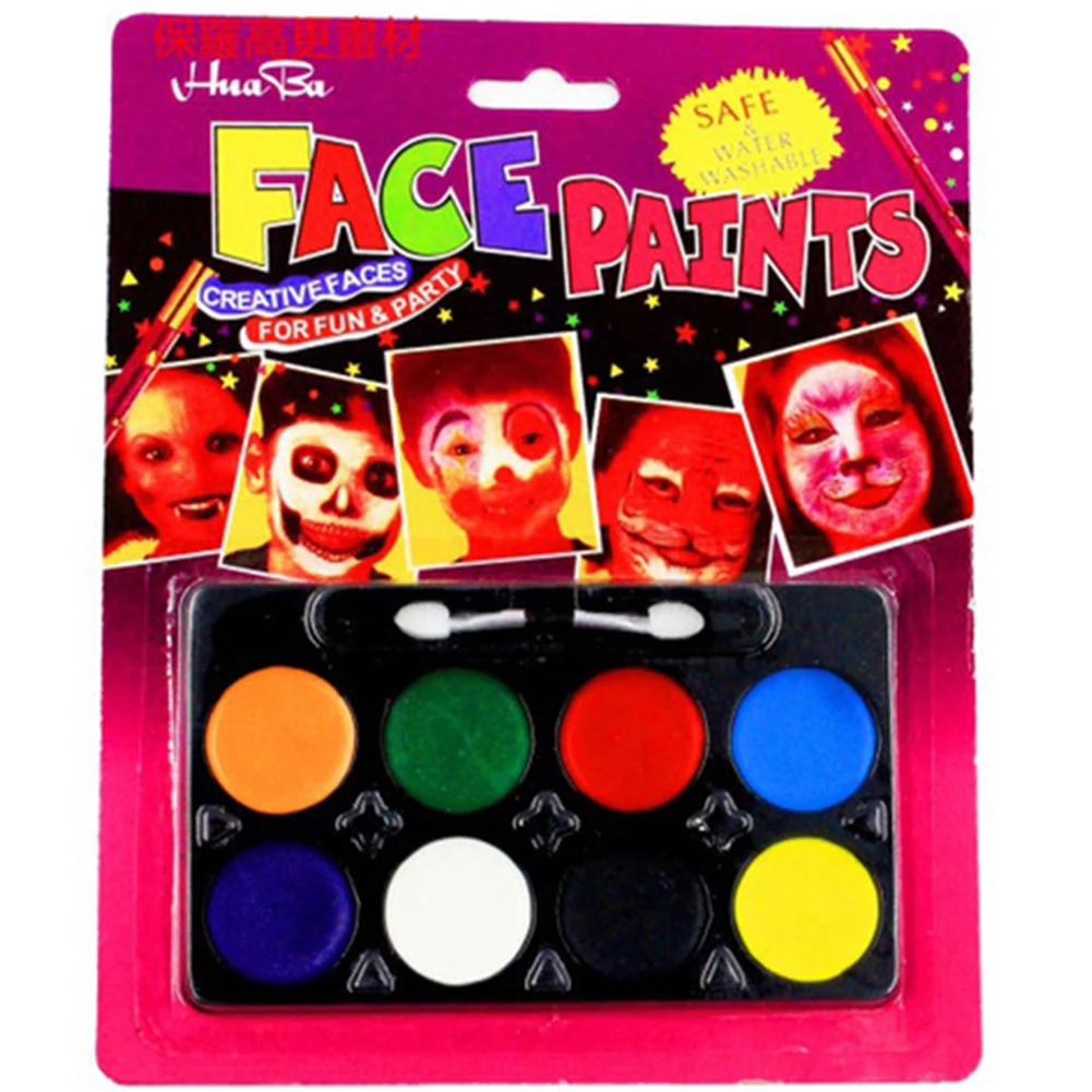 Round 8 Colours Face Body Pigment Paint Palette Set Halloween Kids Party Makeup Non-toxic For All Painting Hand | Дом и сад