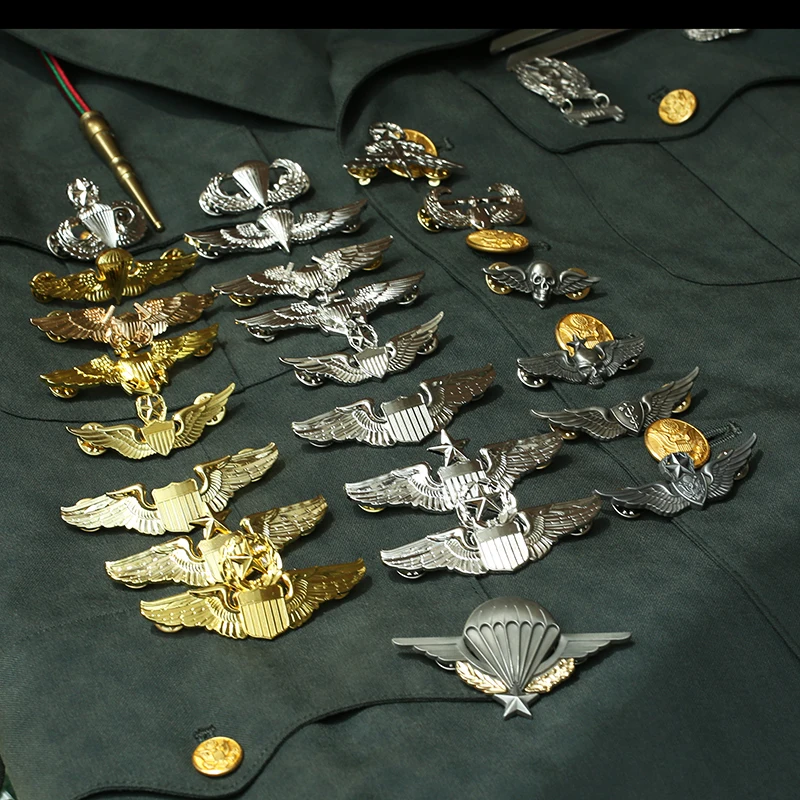 US ARMY WINGS MILITARY COMMAND MASTER AVIATOR METAL BADGE WWII PILOT PIN BROOCH |