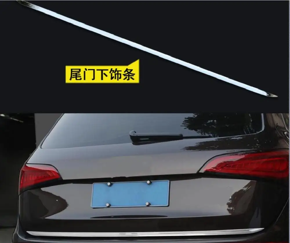 Car Trunk Trim Car Styling Exterior Stainless Steel Rear Trunk Steamer Lid Cover Trim 1Pcs For Q5 2009-2015