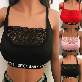 

Sale Sexy Woman Bra Letter Print Lace Bra 3 pcs Wire Free Bralette Lingerie Female Seamless Unlined Brassiere Lady Intimate Q30