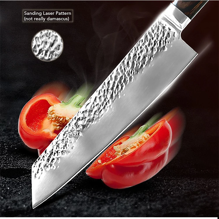 Кухонный нож, 8 дюймов, профессиональные японские поварские ножи 7CR17 440C, высокоуглеродистая Нержавеющая сталь, нож для мяса, нож сантоку