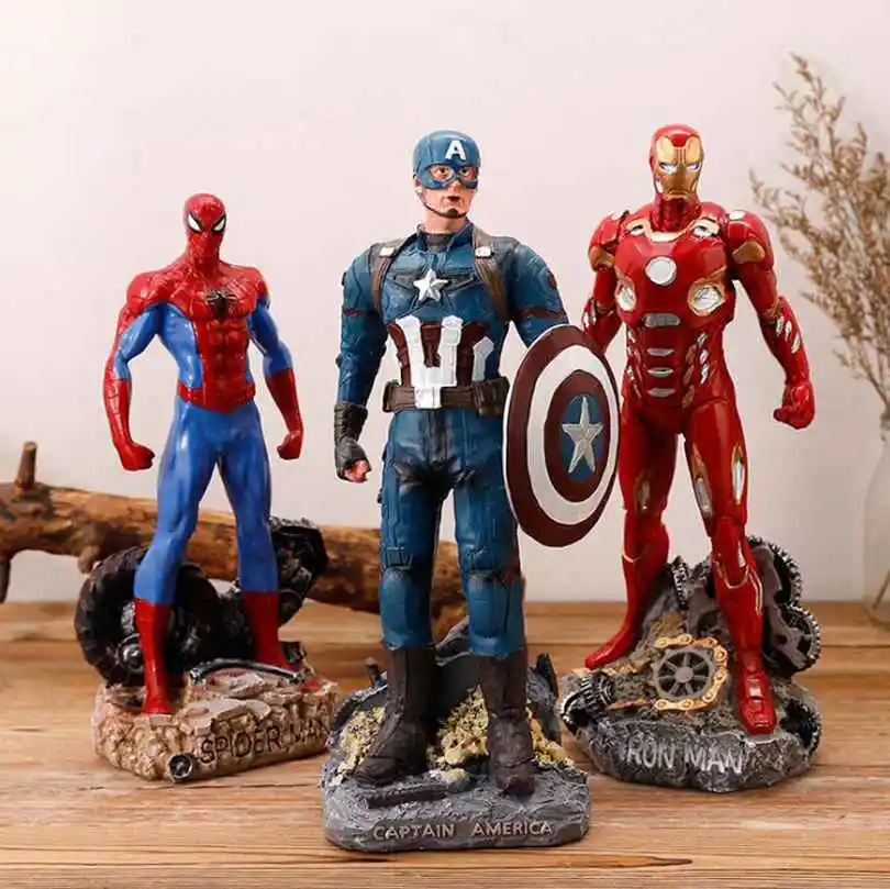 Экшн Мстители Капитан Америка фигурка игрушки; Железный человек паук Marvel коллекция Смола Модель Кукла игрушка для детей подарок на день рождения