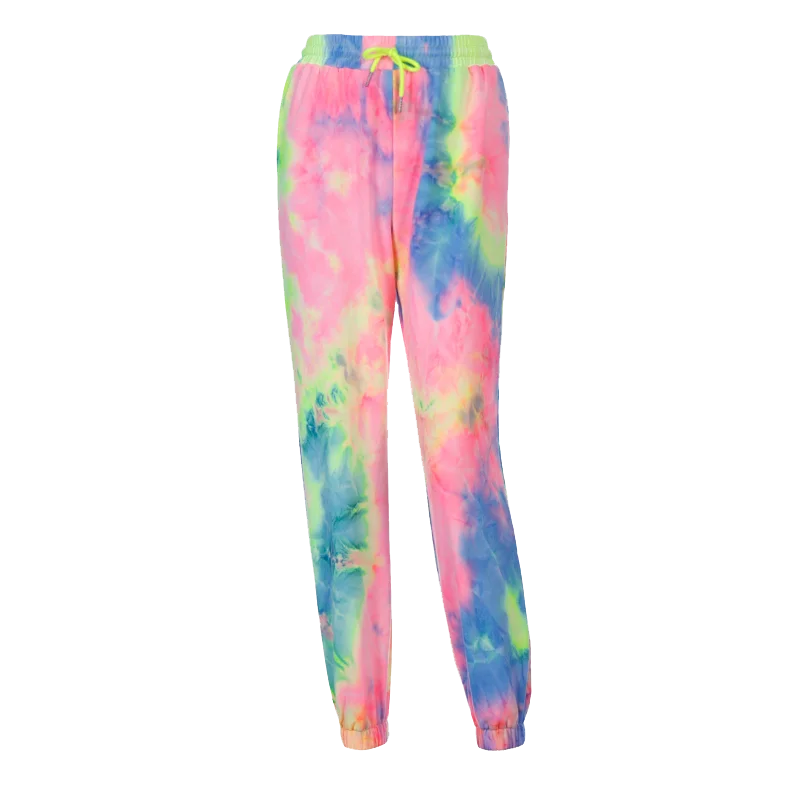 Chicology neon tie dye joggers high waist long baggy pants women sweatpants loose trousers autumn winter streetwear clothes - Цвет: Многоцветный