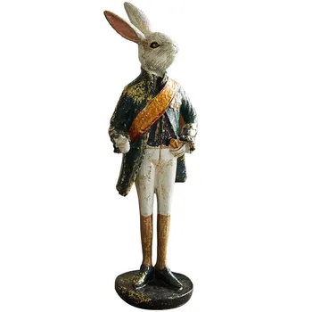 

Creative Vintage Royal Gentleman Rabbit American Home Decor Living Room Wine Cabinet TV Cabinet Bedroom Crafts M3495
