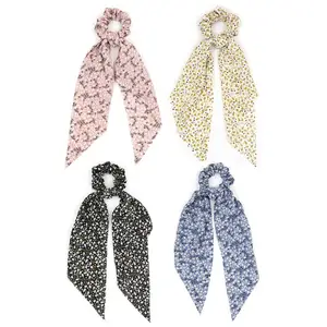 Furling Girl 1 PC Gypsophila Print Knoted Streamers Hair Ties Elegant  Women Fashion Ponytail Hair Rope Hair Accessories