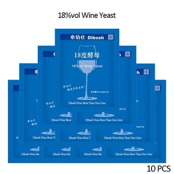 Levadura de vino 5g/10pcs18% vol, 5g para 25KG, alcohol de uva, elaboración de cerveza para el hogar, accesorios para vino, levadura de vino, fermento, cerveza de brandy