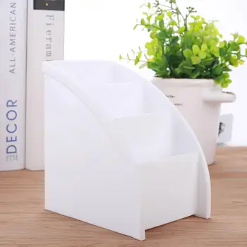 

Practical White/Brown Desktop Storage Case Remote Control Holder Bracket DVD Box Office Eco-Friendly Plastic Organiser Table