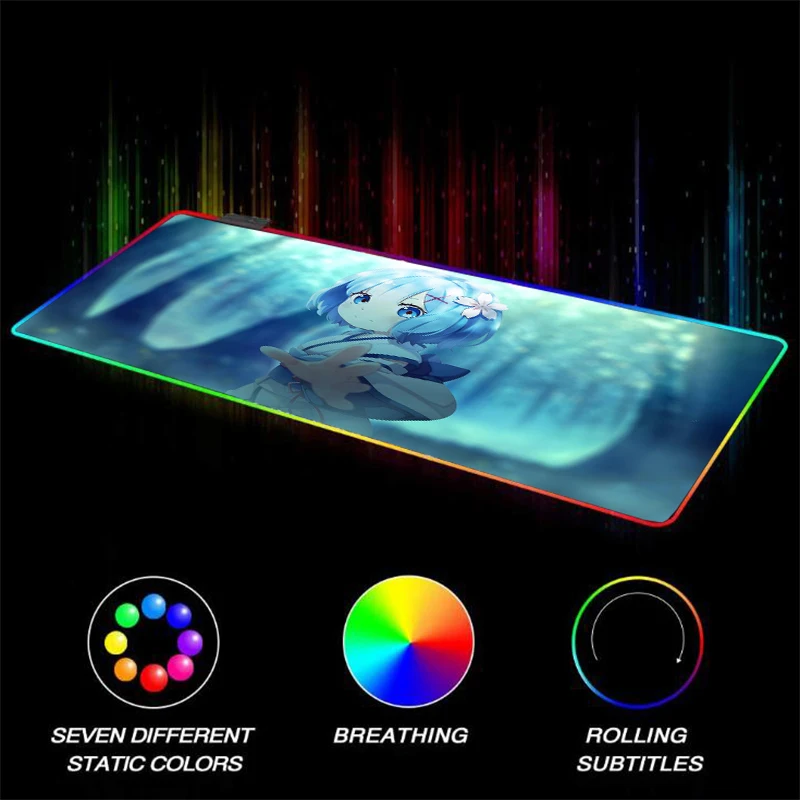 

Анимэ коврик для мыши с девушкой игроки RGB большой компьютерный стол коврик для мыши Клавиатура со светодиодной подсветкой Клавиатура Накладка аксессуары игровой коврик для мыши с изображением л