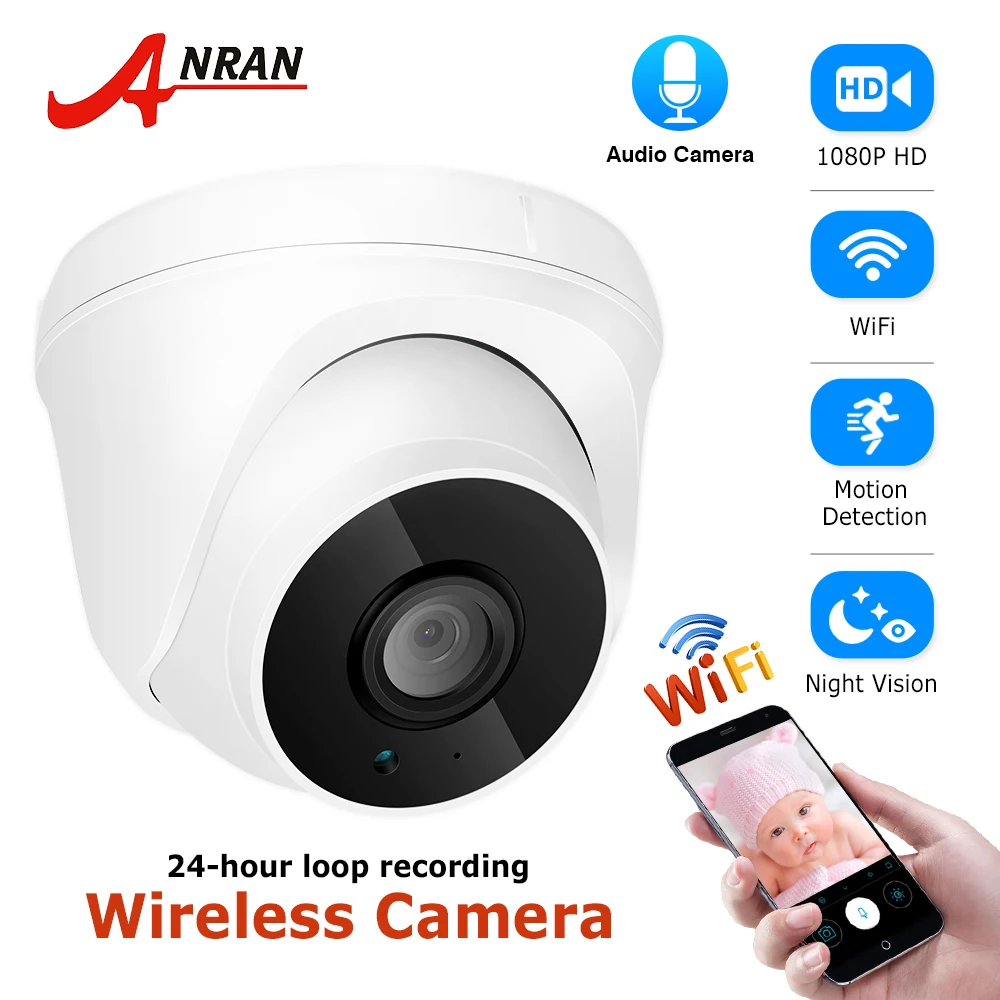 

ANRAN 1080P HD Video Security Surveillance Camera Indoor Home Wireless Security Camera Two Way Audio Night Vision Camera Onvif