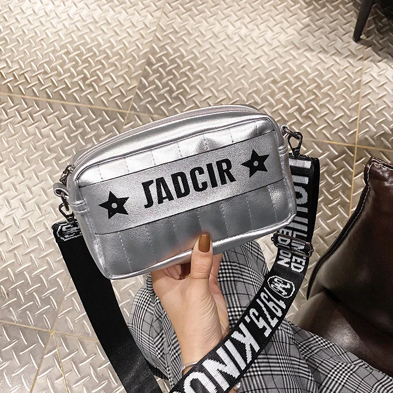 

Wide-Strap Bag Women's 2019 New Style Fashion Cool Versatile Simple Square Sling Bag Cute Korean-style Crossbody Bag