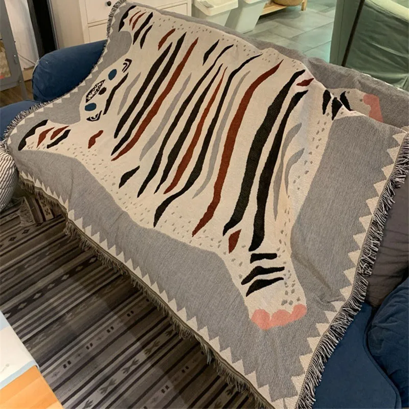 Nordic Creative White Tiger Throw Blanket Multifunction Animal Sofa Covers Cobertor Dust Cover Air Conditioning Blankets For Bed | Дом и сад