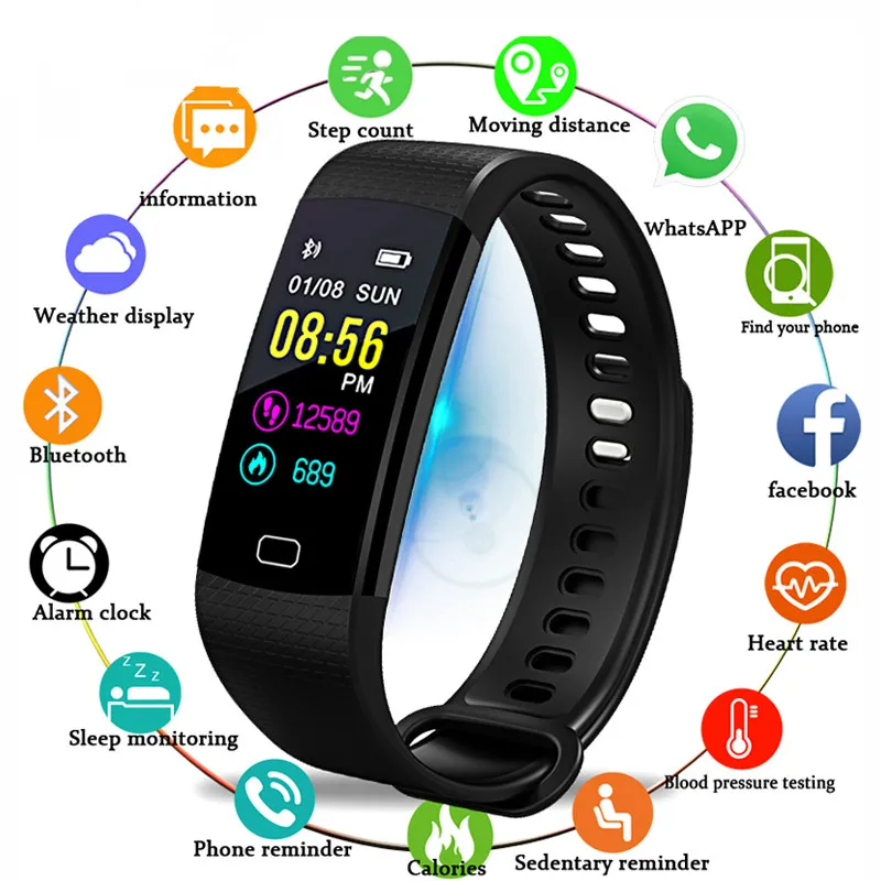 

2018 Smart Bracelet Wristwatch Men Sport Watch Fitness Pedometer Heart Rate Blood Pressure Monitor Smart Watch Smart Band