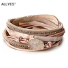 ALLYES Multilayer Genuine Leather Bracelets for Women 2022 Fashion Boho Resin Charm Rhinestone Chain Wrap Bracelet Femme Jewelry ► Photo 1/6