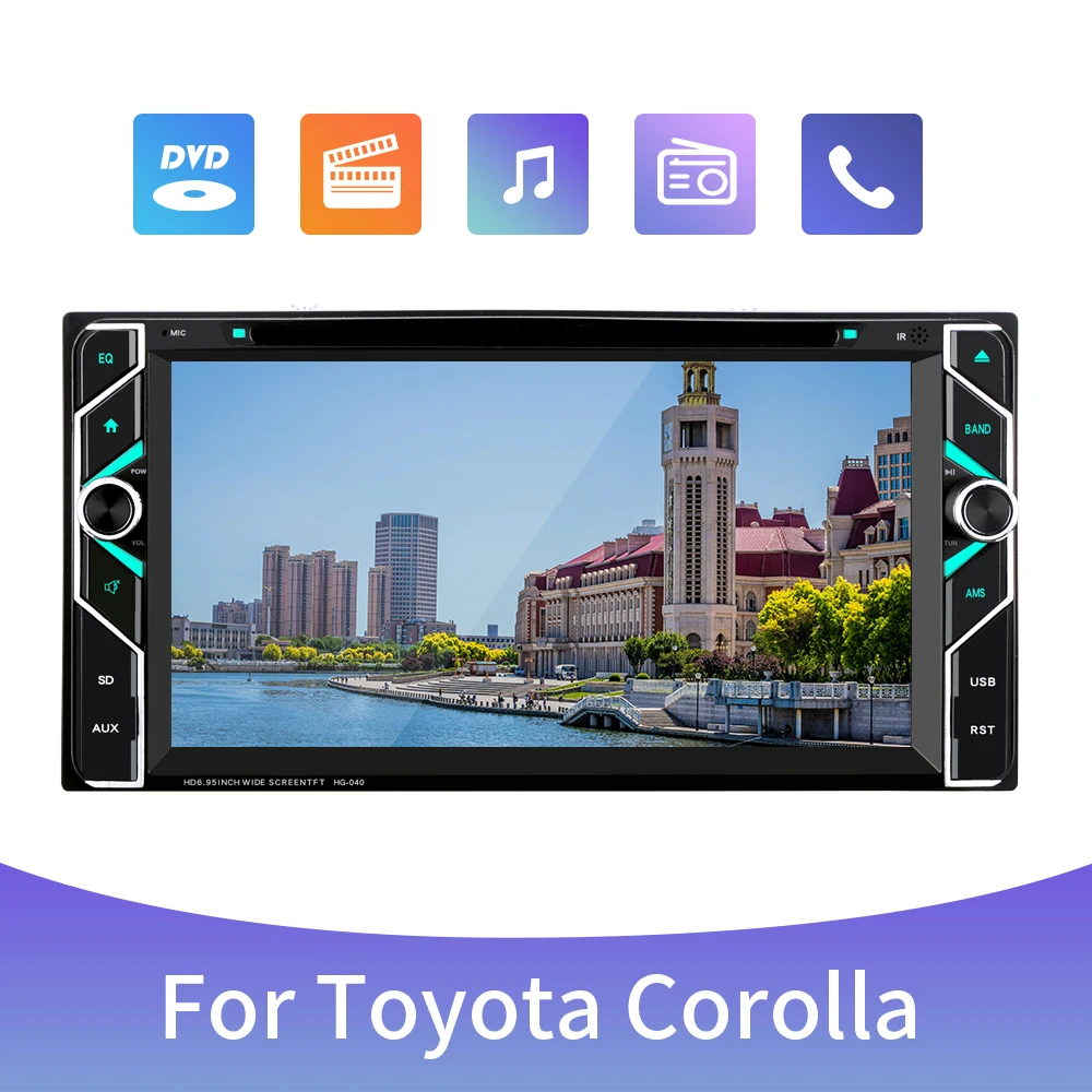 2 Din Car Radio TF Bluetooth Car DVD Multimedia player For Toyota