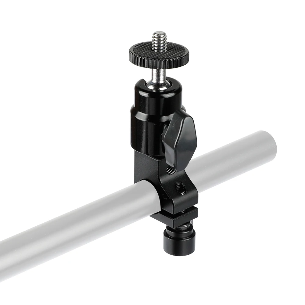 

CAMVATE 360° Swivel Mini Ball Head With 1/4"-20 screw Mount + 15mm Single Rod Clamp For Monitor,Video Light,Flash,LCD Mounting