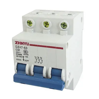 

DZ47-63 C32 AC 400V 32A 3 Pole MCB Miniature Circuit Breaker