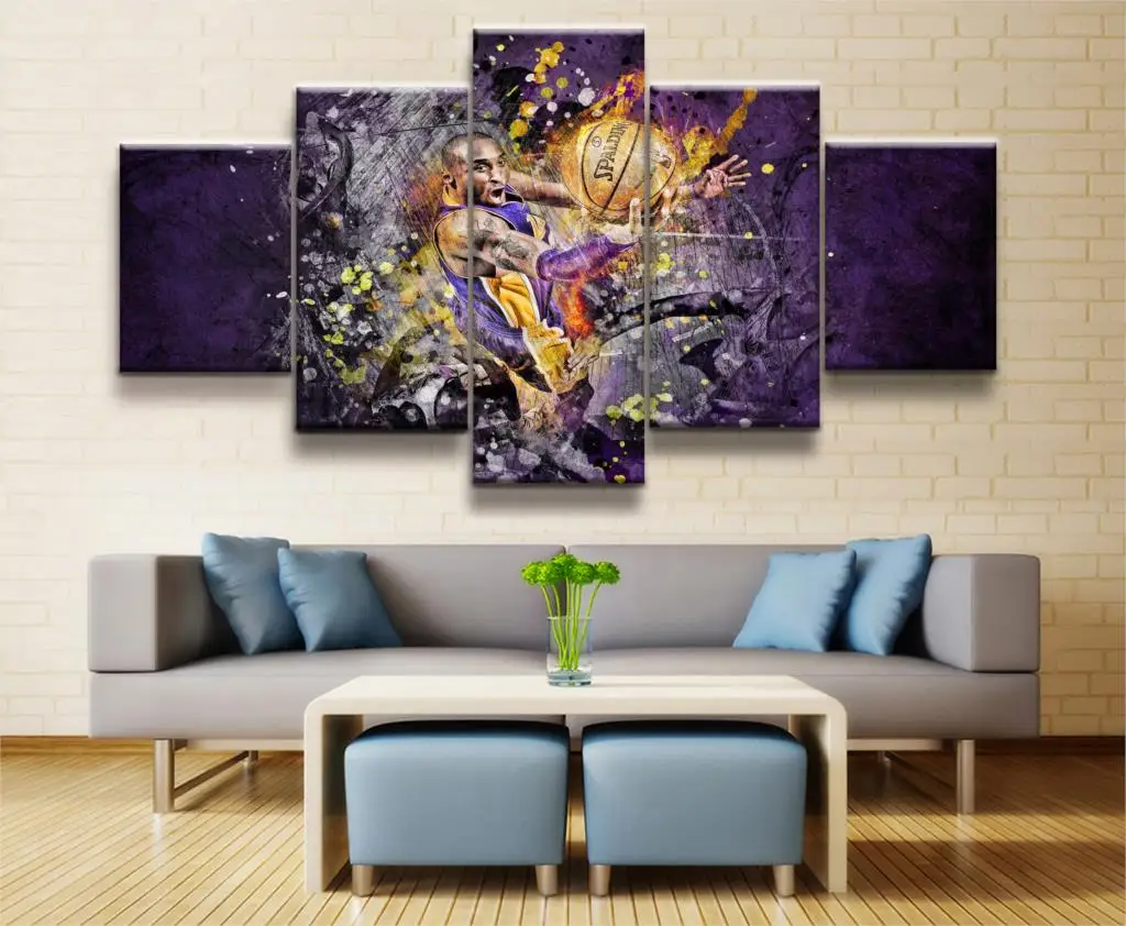 Холст картины Спорт Баскетбол НБА Jordan James Kobe Curry Ross Art Framework 12 домашний Декор 5 шт.