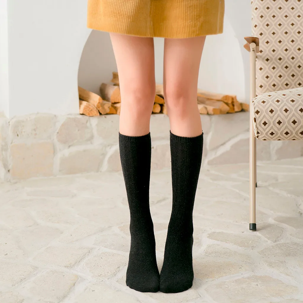 Длинные носки без пятки, 5 пар, женские хлопковые теплые носки до колена, calcetas largas calcetines altos chausette haute skarpetki