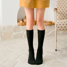 Длинные носки без пятки, 5 пар, женские хлопковые теплые носки до колена, calcetas largas calcetines altos chausette haute skarpetki