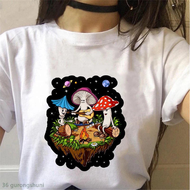 Camiseta de Diseño novedoso para mujer, remera con estampado de setas mágicas, tops retro a la moda, camisetas informales bonitas para niña, de calle|Camisetas| - AliExpress