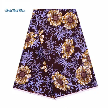 

2019 Ankara Wax Prints Polyester Fabric New Wax High Quality 6 yards African Fabric for Party Dress FP6100