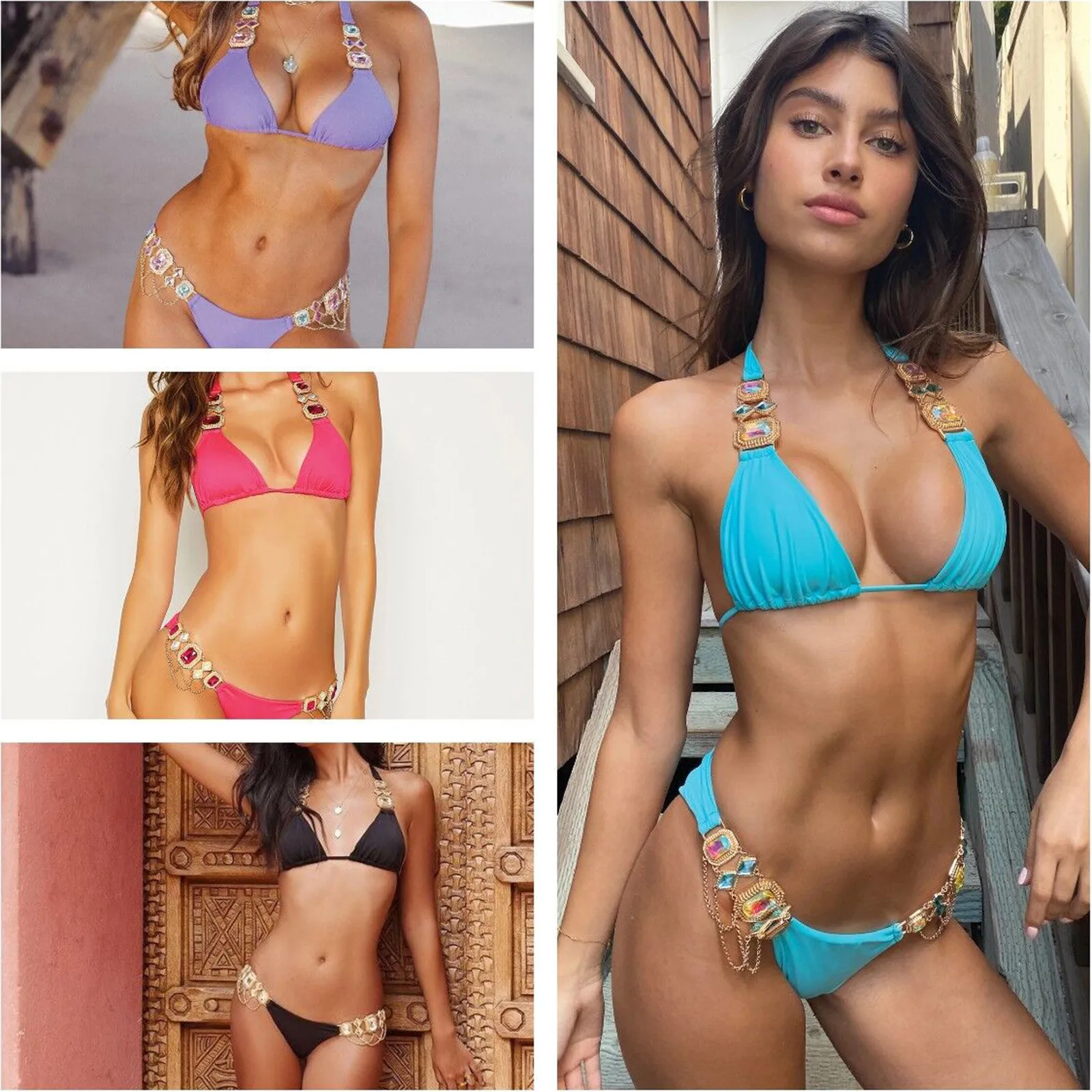 Diamond-studded Bikini Sexy Strappy Amazon AliExpress Hot Swimsuit Women