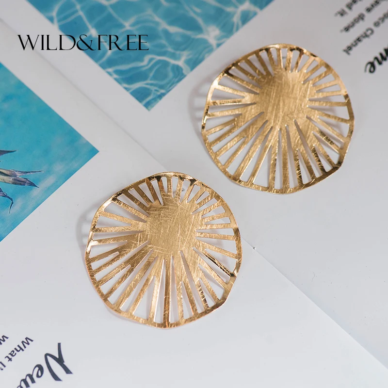 Wild& Free винтажные массивные металлические серьги-гвоздики для женщин панк стиль большой полый матовый Серьги Brincos вечерние ювелирный подарок