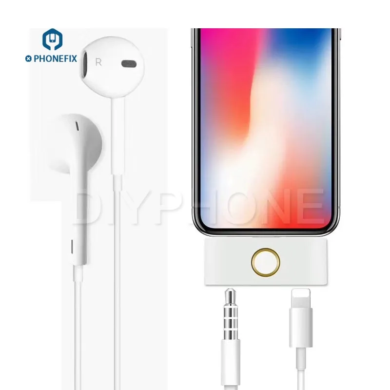 External Home Button 3 5mm Audio Jack Headphone Converter for iPhone X 8 7 6 6S 5 Converter Support Listening Music Charging