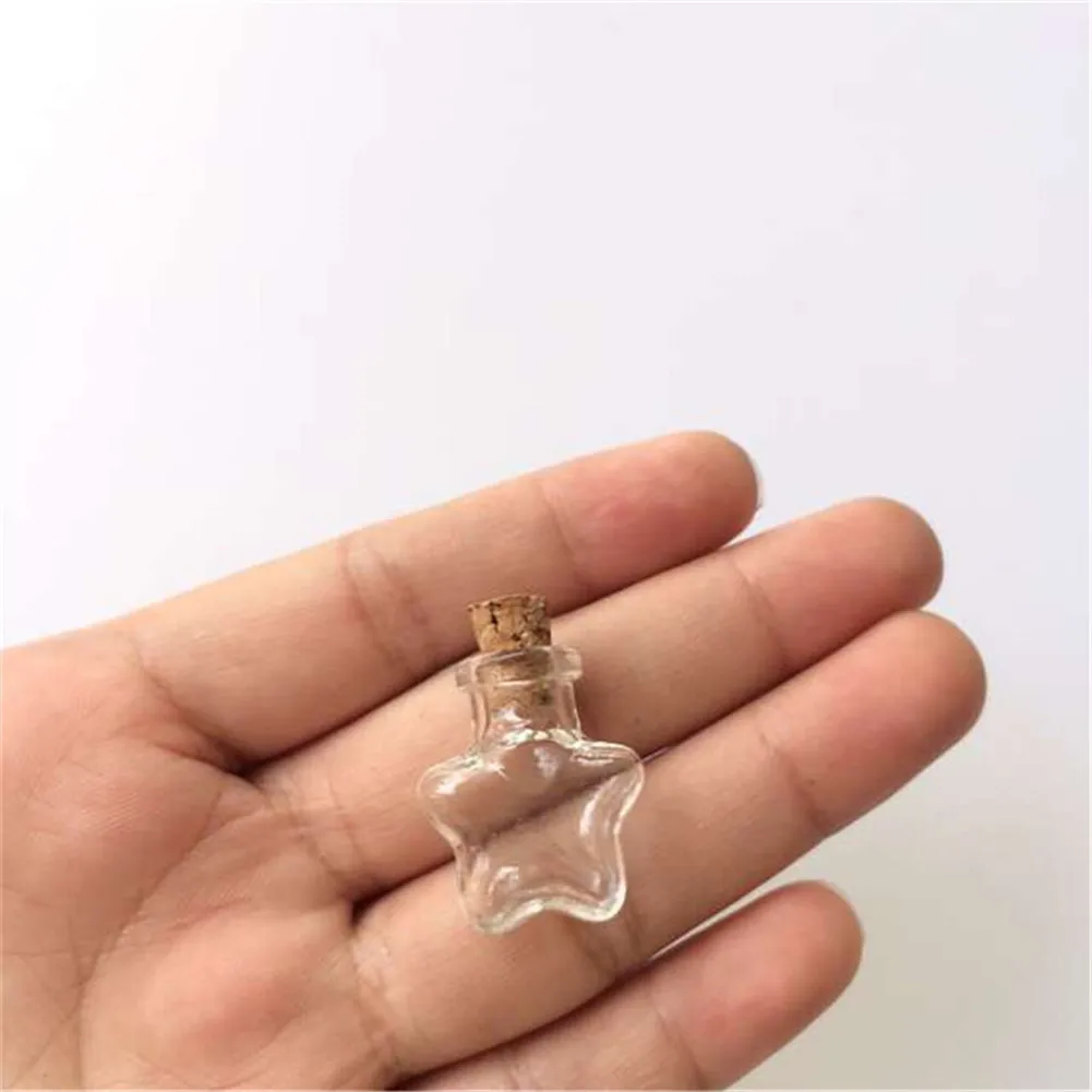 100Pcs 2ml Pentagram Small Clear Glass Ornaments with Cork Mini Crafts Perfume Wishing Travel Sub Bottles Trinket Pendant enkay hat prince for samsung galaxy m53 5g thickened corners anti fall protection clear tpu cover phone protective case with anti slip strip edge