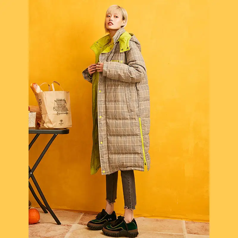 ELFSACK Green Plaid Chic Button Warmness 90% Duck
