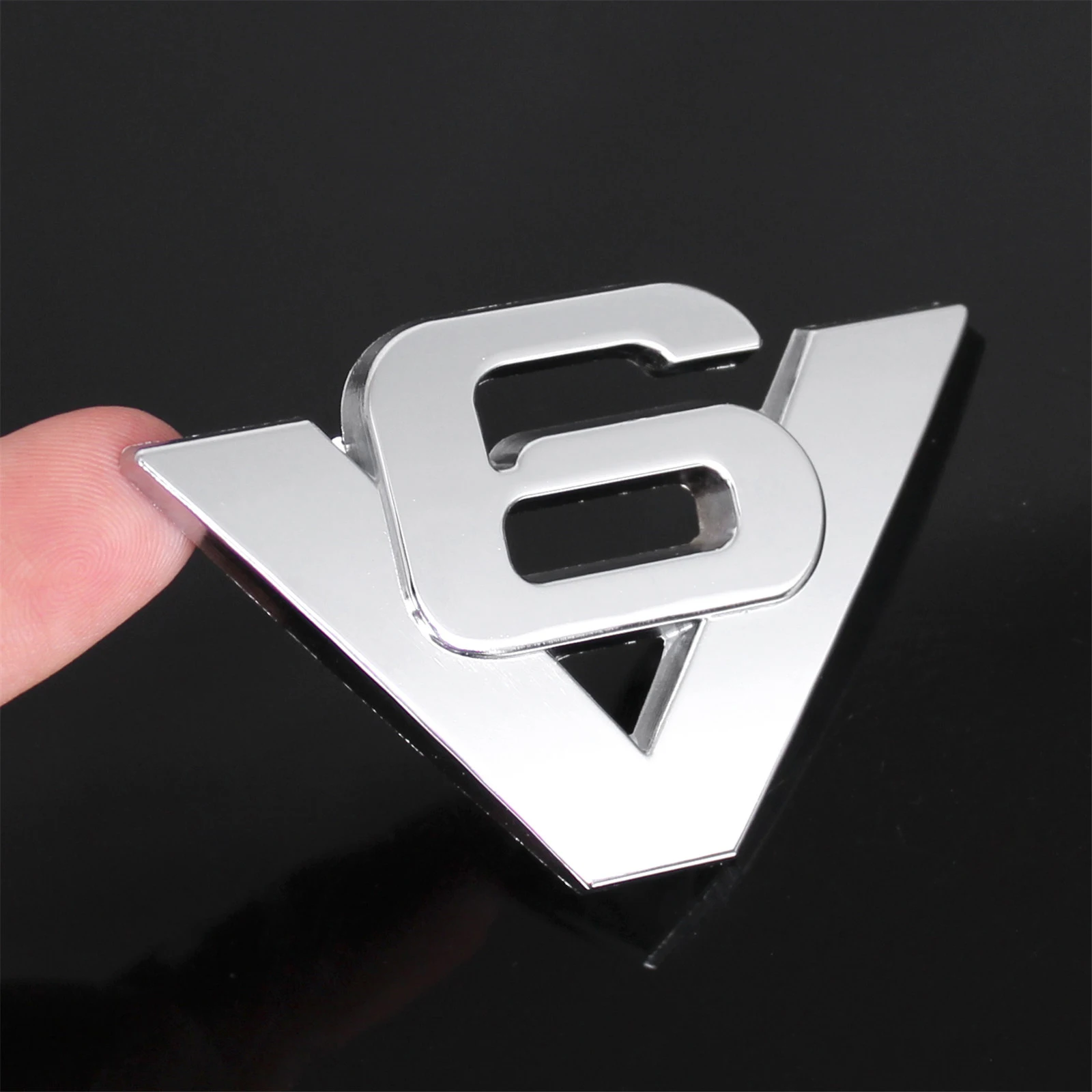 

Chrome V6 Metal Emblem Car Door Fender Side Rear Trunk Badge for Cadillac Chevrolet GMC Ford Jeep Etc
