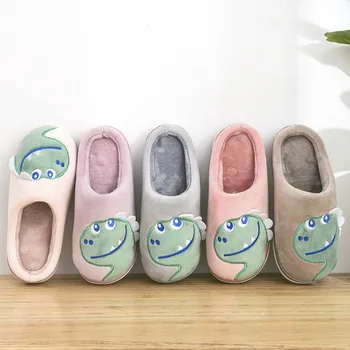 

Kids Indoor Slippers Boys Girls Cartoon Dinosaur Print Home Non-Slip Cute Warming Shoes Winter