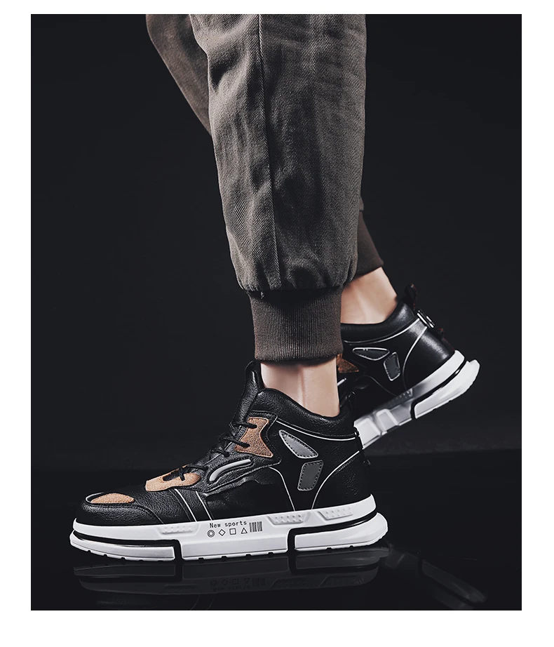 VESONAL, мужские кожаные кроссовки в стиле хип-хоп, Повседневная весенняя обувь с высоким берцем, легкая дышащая Мужская Уличная обувь в стиле рок