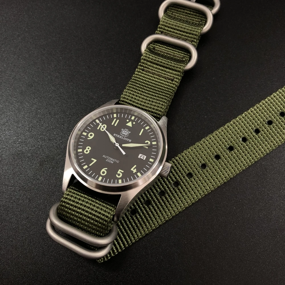 

1940 Re-engraved Mark 9 Pilot Watch NH35 Automatic Mechanical Watch Auto Date Calendar Stainless Steel 20Bar Dive Watch Men