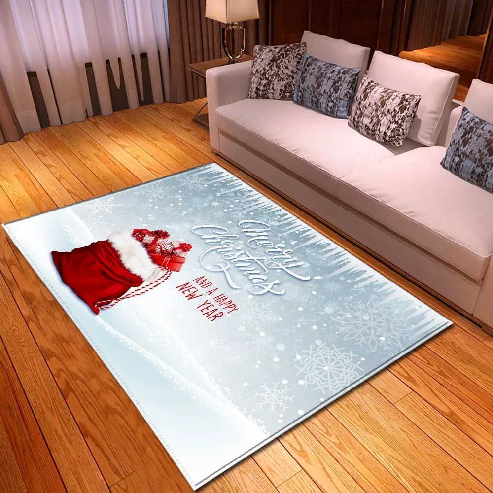Мультяшные ковры с Санта Клаусом, коврики для гостиной, Рождественский коврик для столовой, спальни, гостиной, синий ковер с рождеством, домашний декор - Цвет: No-7