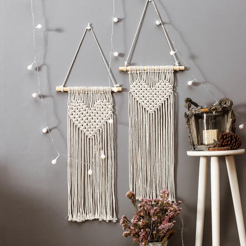 

Hand-Woven Cotton Love Tapestry Wedding Decoration Living Room Bedside Wall Family Tapestry Home Wall Hanging Decoration