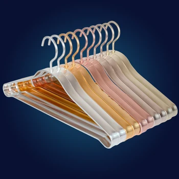 

42cm 10 pcs/lot Anti-skid Shoulder Seamless Suit Hanger Space Aluminum Clothes Hangers Household Clothing Rack for Men's Coat