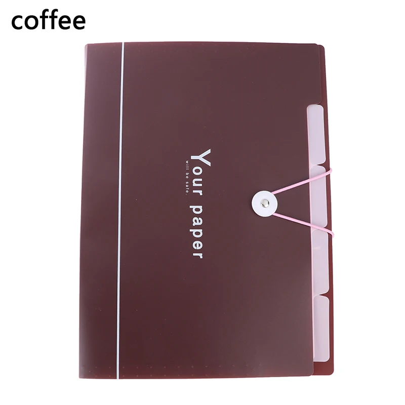 Coffee А4 бумага для органайзера, держатель для офиса, школьные принадлежности, 5 сеток, Сумка для документов, папка для файлов, расширяющийся кошелек, переносная сумка - Цвет: Coffee