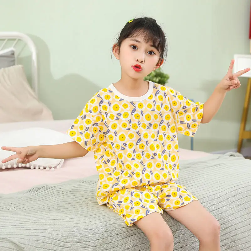 Toddler Baby Boy Girl Short Sleeve Cartoon Tops+Shorts Pajamas Sleepwear Outfits