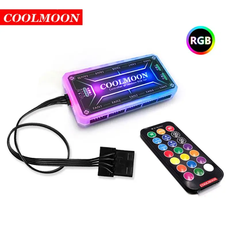 A RGB вентилятор 12 см шасси вентилятор настольный компьютер бесшумный волшебный меняющий цвет вентилятор с контроллером - Цвет: A