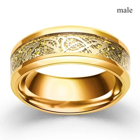 Rings - Women Exquisite Rhinestones Zirconia Rings Set Fashion Men's Dragon Stainless Steel Ring Jewelry For Lover Gifts